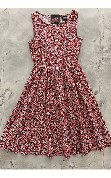 Retrolicious Vintage Dress in Peppermint Print S left only