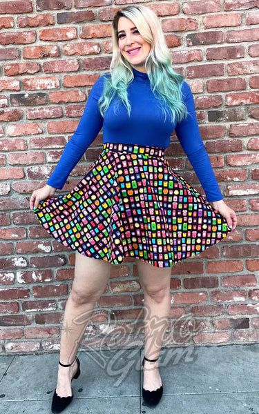 Retrolicious Skater Skirt in That's My Jam Print - L left