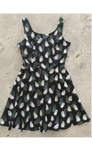 Retrolicious Skater Dress in Ghosts Print Retrolicious Skater Dress in Ghosts Print