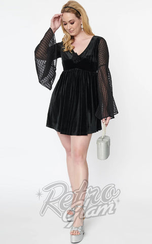 Smak Parlour Aura Babydoll Dress in Black Velvet Smak Parlour Aura Babydoll Dress in Black Velvet