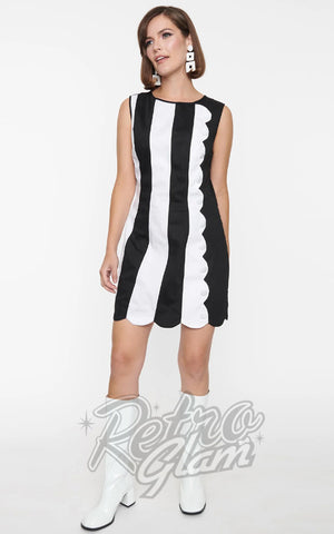 Smak Parlour Black & White Scallop Stripe Mini Dress