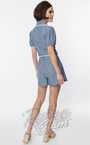 Smak Parlour Chambray Polka Dot Shorts back Smak Parlour Chambray Polka Dot Shorts back