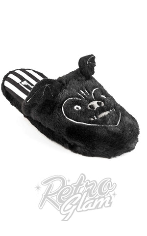 Sourpuss Black bat slippers  striped sole