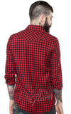 Sourpuss Kustom Kreeps Men's Red Plaid Flannel Shirt back Sourpuss Kustom Kreeps Men's Red Plaid Flannel Shirt back