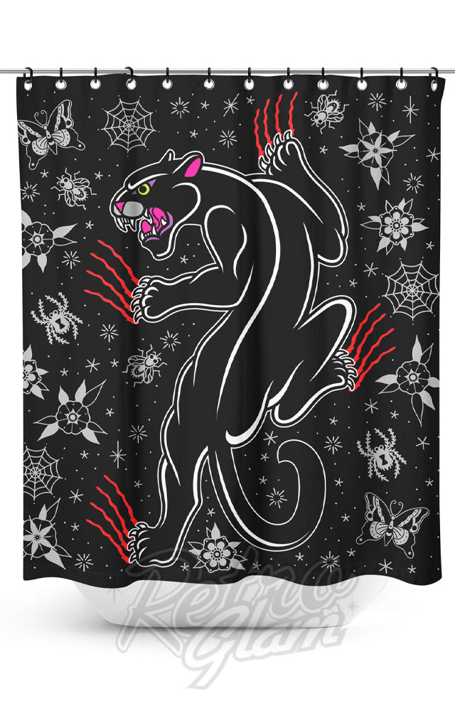 Sourpuss Crawling Panther Shower Curtain Sourpuss Crawling Panther Shower Curtain