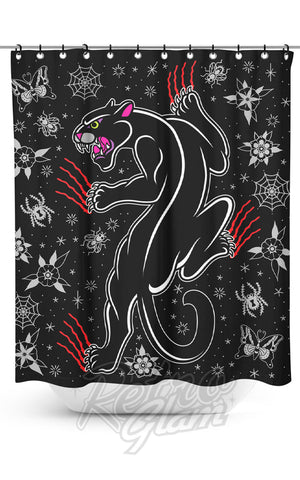Sourpuss Crawling Panther Shower Curtain Sourpuss Crawling Panther Shower Curtain