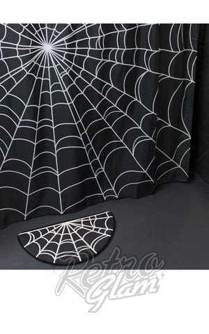 Sourpuss Spiderweb Shower Curtain bathroom