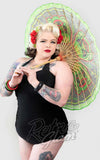 Sourpuss Ruched Swimsuit in Black curvy