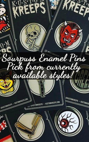 Sourpuss Kustom Kreeps Enamel Pin -Pick your Pin from our current selection! Sourpuss Kustom Kreeps Enamel Pin -Pick your Pin from our current selection!