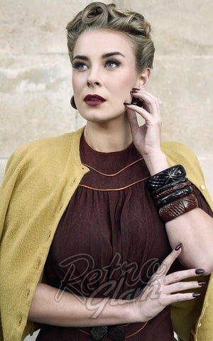 Splendette Heavy Carve Wide Fakelite Bangle tobacco Splendette Heavy Carve Wide Fakelite Bangle tobacco
