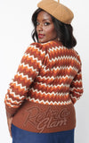 Unique Vintage Brown Multi Chevron Cardigan plus sized back Unique Vintage Brown Multi Chevron Cardigan plus sized back