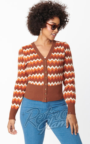 Unique Vintage Brown Multi Chevron Cardigan Unique Vintage Brown Multi Chevron Cardigan