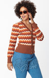 Unique Vintage Brown Multi Chevron Cardigan 70's Unique Vintage Brown Multi Chevron Cardigan 70's