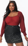 Unique Vintage Chiffon Sleeve Bodysuit in Burgundy plus size 2 Unique Vintage Chiffon Sleeve Bodysuit in Burgundy plus size 2