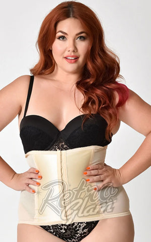 Unique Vintage Power Mesh Waist Cincher in Beige curvy Unique Vintage Power Mesh Waist Cincher in Beige curvy