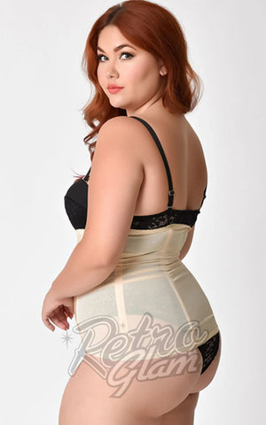 Unique Vintage Power Mesh Waist Cincher in Beige curvy back Unique Vintage Power Mesh Waist Cincher in Beige curvy back