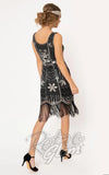Unique Vintage Cremieux Flapper Dress in Black & Silver back Unique Vintage Cremieux Flapper Dress in Black & Silver back