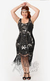 Unique Vintage Cremieux Flapper Dress in Black & Silver curvy Unique Vintage Cremieux Flapper Dress in Black & Silver curvy