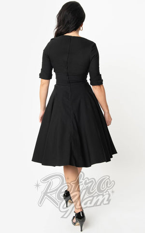 Unique Vintage Delores Swing Dress in Black back Unique Vintage Delores Swing Dress in Black back