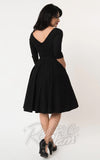 Unique Vintage 1950's Devon Swing Dress in Black back