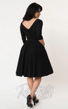 Unique Vintage 1950's Devon Swing Dress in Black back Unique Vintage 1950's Devon Swing Dress in Black back