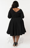 Unique Vintage 1950's Devon Swing Dress in Black curvy back Unique Vintage 1950's Devon Swing Dress in Black curvy back