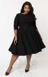 Unique Vintage 1950's Devon Swing Dress in Black curvy Unique Vintage 1950's Devon Swing Dress in Black curvy
