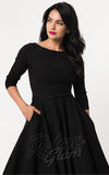 Unique Vintage 1950's Devon Swing Dress in Black detail Unique Vintage 1950's Devon Swing Dress in Black detail