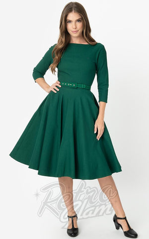 Unique Vintage 1950's Devon Swing Dress in Emerald Green 