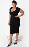 Unique Vintage Diane Wiggle Dress in Black curvy Unique Vintage Diane Wiggle Dress in Black curvy