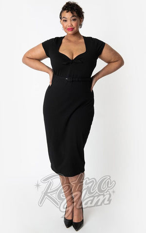 Unique Vintage Diane Wiggle Dress in Black Unique Vintage Diane Wiggle Dress in Black