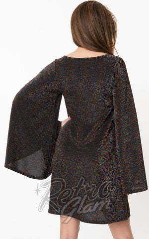 Smak Parlour Downtown Scene Flare Dress in Black & Multi Sparkle back Smak Parlour Downtown Scene Flare Dress in Black & Multi Sparkle back