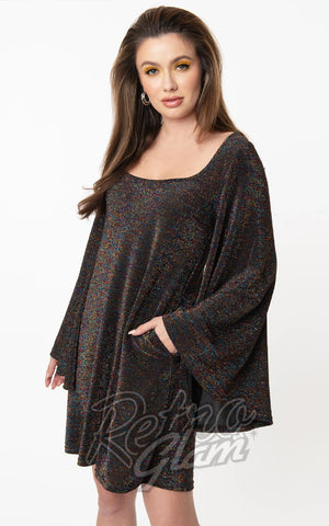 Smak Parlour Downtown Scene Flare Dress in Black & Multi Sparkle Smak Parlour Downtown Scene Flare Dress in Black & Multi Sparkle