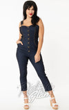 Unique Vintage Eartha Jumpsuit in Dark Denim rockabilly Unique Vintage Eartha Jumpsuit in Dark Denim rockabilly