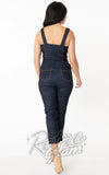 Unique Vintage Eartha Jumpsuit in Dark Denim back Unique Vintage Eartha Jumpsuit in Dark Denim back