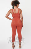 Unique Vintage Eartha Jumpsuit in Rust back Unique Vintage Eartha Jumpsuit in Rust back