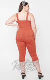 Unique Vintage Eartha Jumpsuit in Rust plus size back Unique Vintage Eartha Jumpsuit in Rust plus size back
