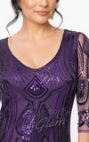 Unique Vintage Margaux 3/4 Sleeve Purple Flapper Dress detail Unique Vintage Margaux 3/4 Sleeve Purple Flapper Dress detail
