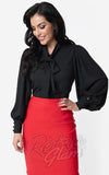 Unique Vintage Neck Tie Gwen Blouse in Black Unique Vintage Neck Tie Gwen Blouse in Black