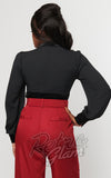 Unique Vintage Romantic Keyhole Top in Black Velvet & Chiffon back Unique Vintage Romantic Keyhole Top in Black Velvet & Chiffon back