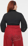 Unique Vintage Romantic Keyhole Top in Black Velvet & Chiffon curvy back Unique Vintage Romantic Keyhole Top in Black Velvet & Chiffon curvy back