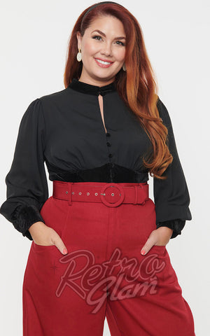 Unique Vintage Romantic Keyhole Top in Black Velvet & Chiffon curvy Unique Vintage Romantic Keyhole Top in Black Velvet & Chiffon curvy
