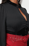 Unique Vintage Romantic Keyhole Top in Black Velvet & Chiffon gothic Unique Vintage Romantic Keyhole Top in Black Velvet & Chiffon gothic