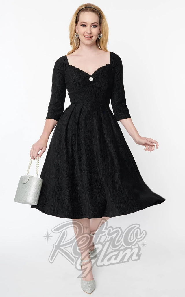 Unique Vintage Lamar Swing Dress in Black Velvet - 2XL left only Unique Vintage Lamar Swing Dress in Black Velvet - 2XL left only