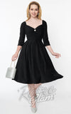 Unique Vintage Lamar Swing Dress in Black Velvet pinup Unique Vintage Lamar Swing Dress in Black Velvet pinup