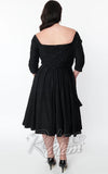 Unique Vintage Lamar Swing Dress in Black Velvet back Unique Vintage Lamar Swing Dress in Black Velvet back