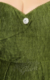Unique Vintage Lamar Swing Dress in Green Velvet plus sized detail Unique Vintage Lamar Swing Dress in Green Velvet plus sized detail