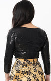 Unique Vintage Marianne Top in Black Sequins back Unique Vintage Marianne Top in Black Sequins back