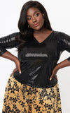 Unique Vintage Marianne Top in Black Sequins plus size Unique Vintage Marianne Top in Black Sequins plus size