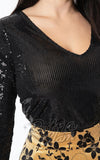 Unique Vintage Marianne Top in Black Sequins detail Unique Vintage Marianne Top in Black Sequins detail